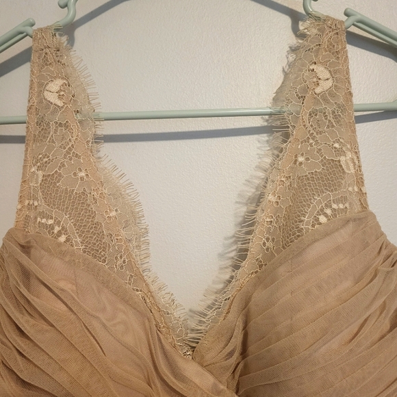 Anthropologie x BHLDN Hitherto Sleeveless Lace FLEUR Midi Dress Sandstone Sz 4 - Picture 6 of 13